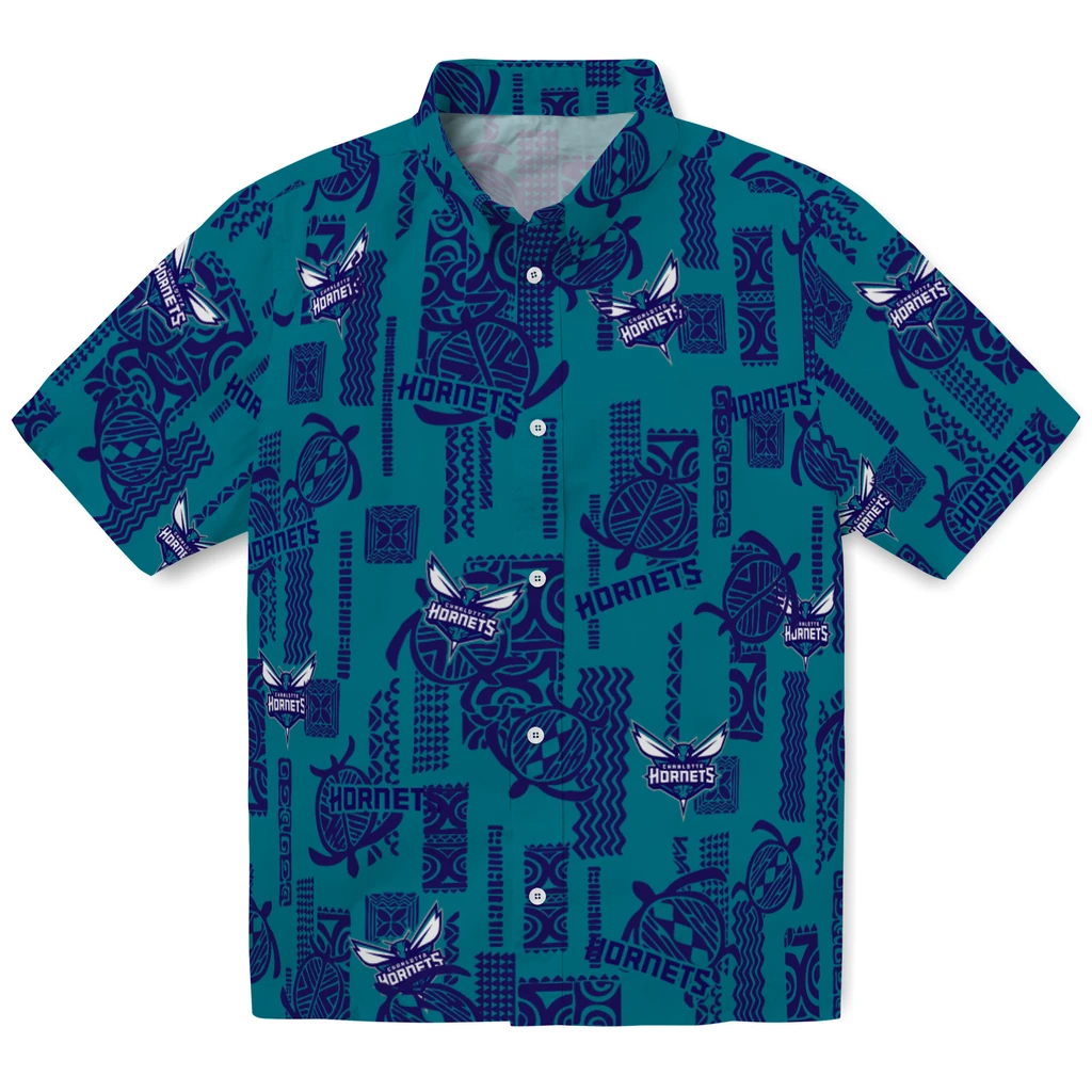 Charlotte Hornets Hawaiian Shirt - Turtle Lines charlotte hornets turtle lines teal hawaiian shirts best selling
