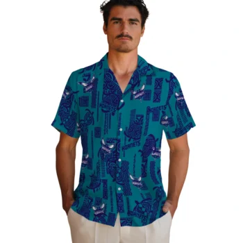 charlotte hornets turtle lines teal hawaiian shirts fashion forward
