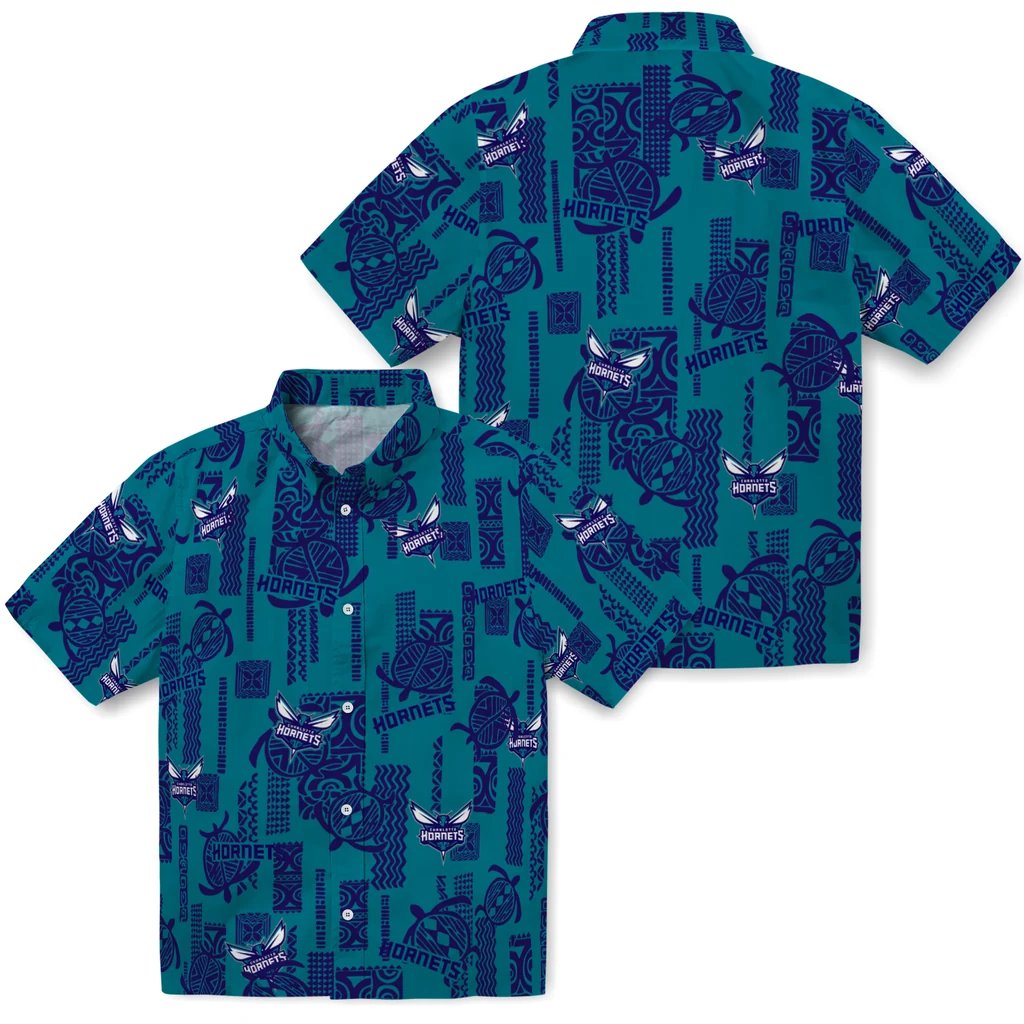 Charlotte Hornets Hawaiian Shirt - Turtle Lines charlotte hornets turtle lines teal hawaiian shirts high quality