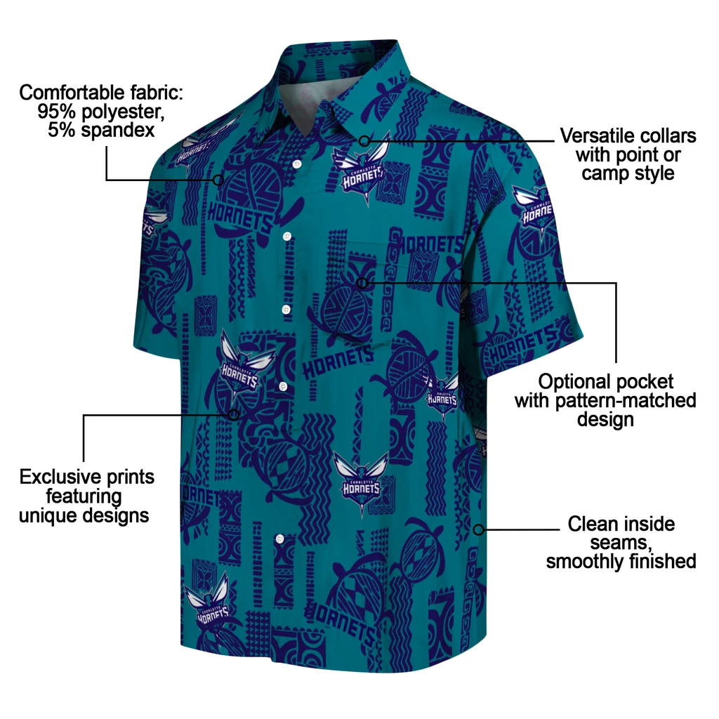 Charlotte Hornets Hawaiian Shirt - Turtle Lines charlotte hornets turtle lines teal hawaiian shirts new arrival
