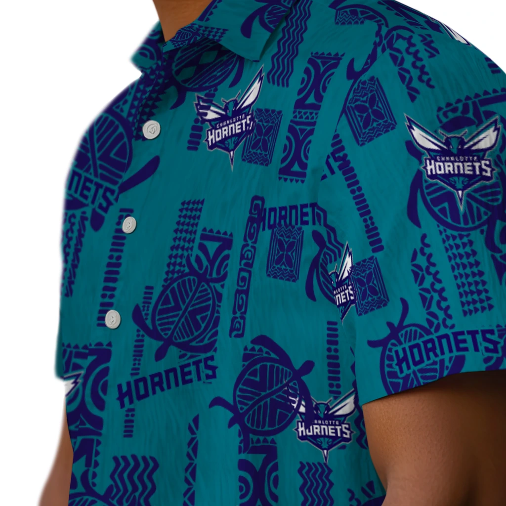 Charlotte Hornets Hawaiian Shirt - Turtle Lines charlotte hornets turtle lines teal hawaiian shirts trendy