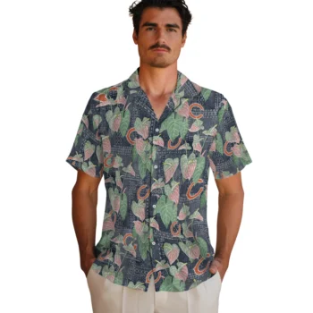 chicago bears anthurium overlay blue hawaiian shirts fashion forward