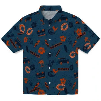 chicago bears beach vibe navy hawaiian shirts best selling