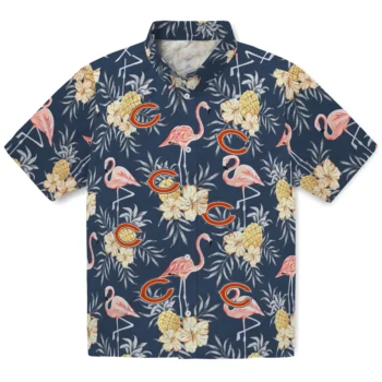 chicago bears flamingo hibiscus navy hawaiian shirts best selling