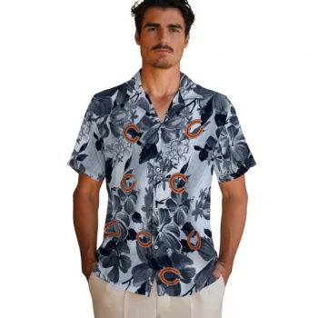 chicago bears hibiscus arrangement blue hawaiian shirts fashion forward