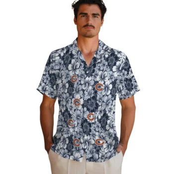 chicago bears hibiscus blooms blue hawaiian shirts fashion forward