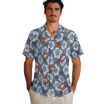 chicago bears hibiscus cluster blue hawaiian shirts fashion forward