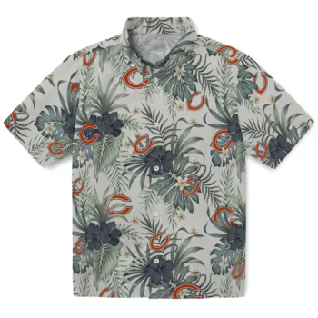chicago bears hibiscus designs beige hawaiian shirts best selling
