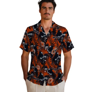 chicago bears hibiscus exotic blue hawaiian shirts fashion forward