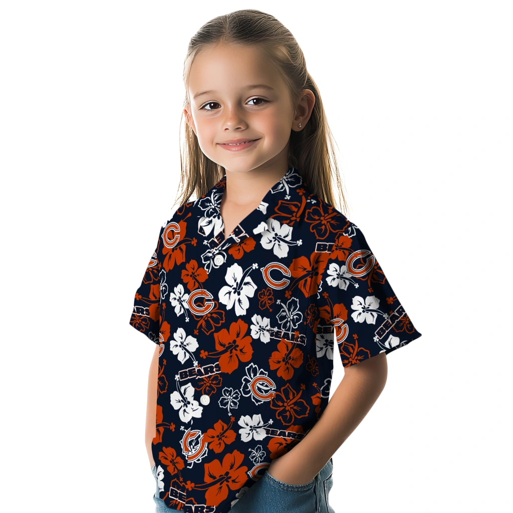 Chicago Bears Hawaiian Shirt - Hibiscus Flower Design chicago bears hibiscus bloom blue hawaiian shirts premium grade