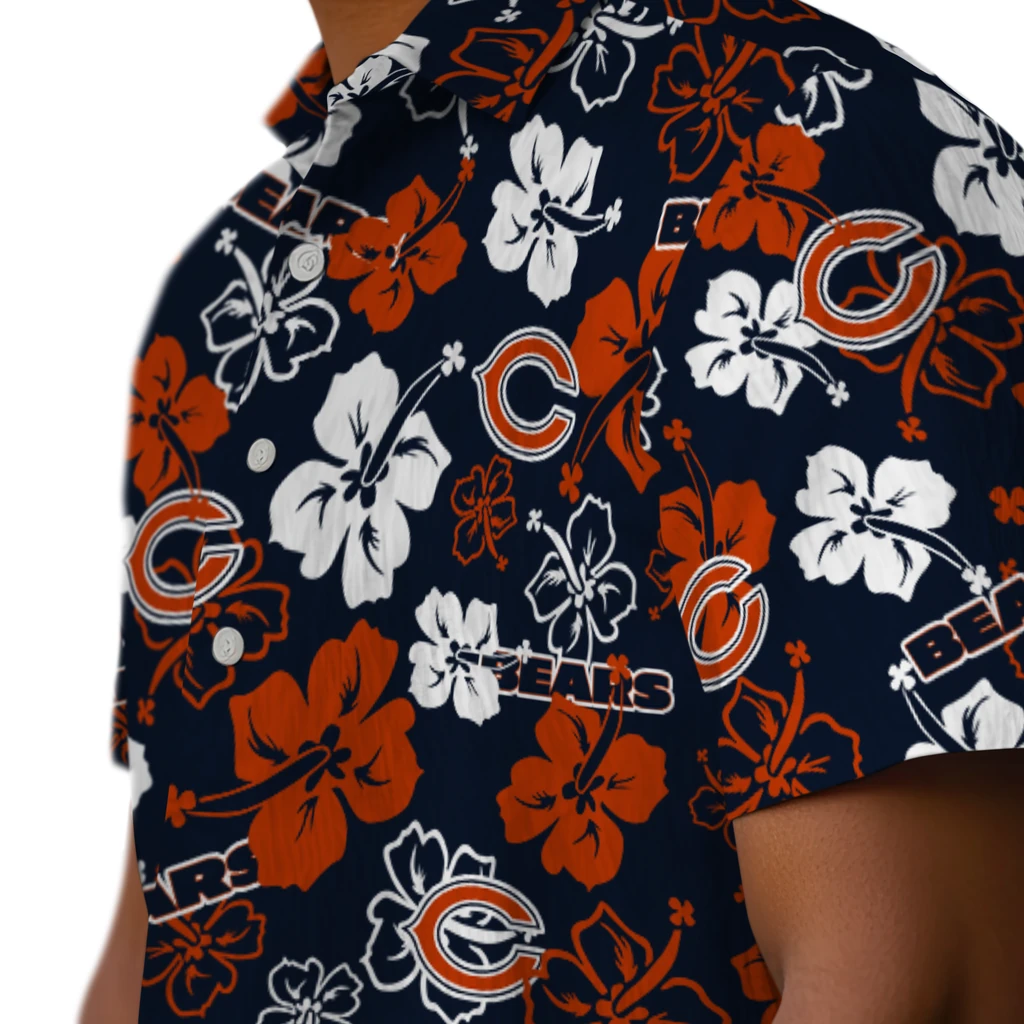 Chicago Bears Hawaiian Shirt - Hibiscus Flower Design chicago bears hibiscus bloom blue hawaiian shirts trendy