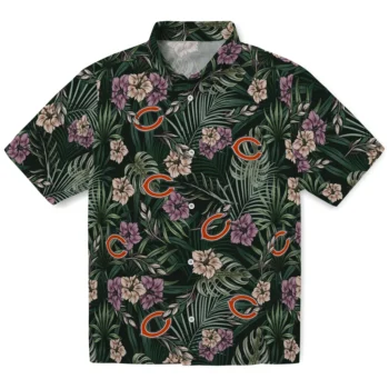 chicago bears hibiscus leaves pattern green hawaiian shirts best selling