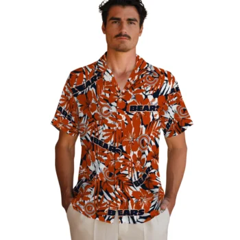 chicago bears hibiscus overlay hawaiian shirts fashion forward