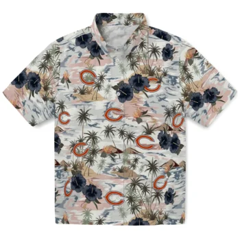 chicago bears hibiscus seaside white hawaiian shirts best selling