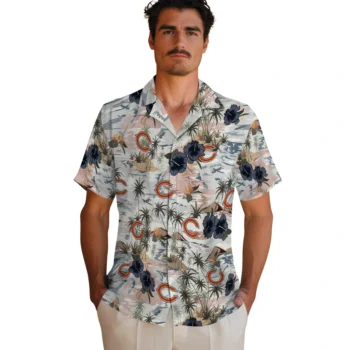 chicago bears hibiscus seaside white hawaiian shirts fashion forward