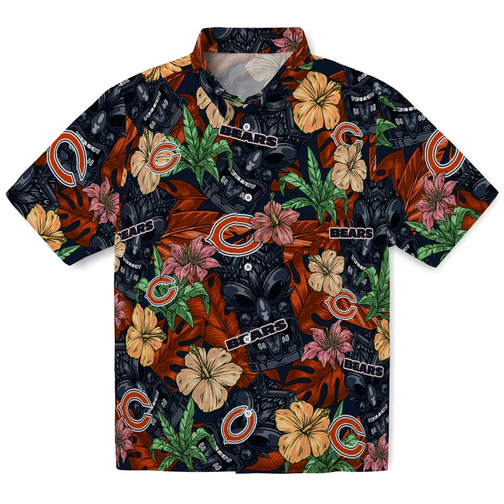 Chicago Bears Hawaiian Shirt - Hibiscus Tiki Jungle chicago bears tiki jungle blue hawaiian shirts best selling