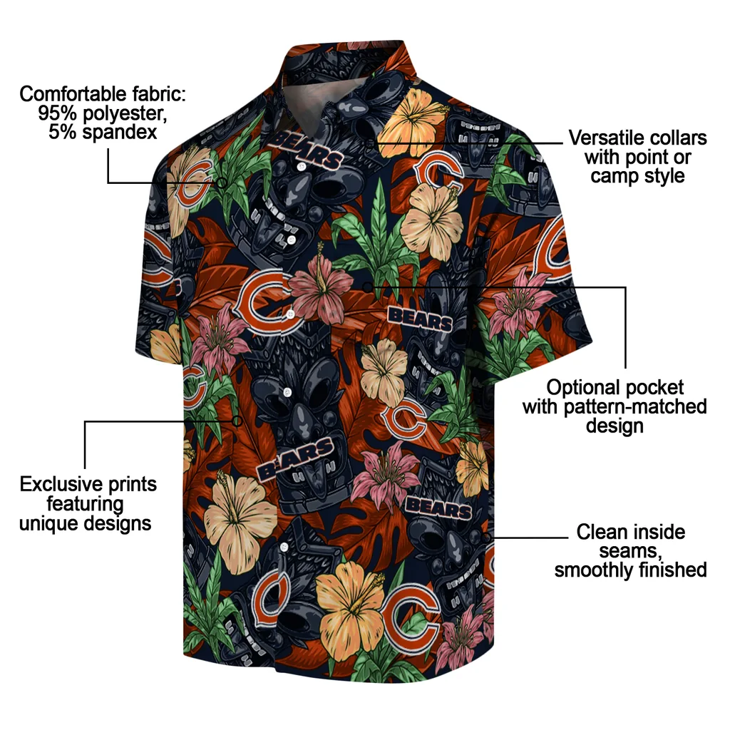 Chicago Bears Hawaiian Shirt - Hibiscus Tiki Jungle chicago bears tiki jungle blue hawaiian shirts new arrival