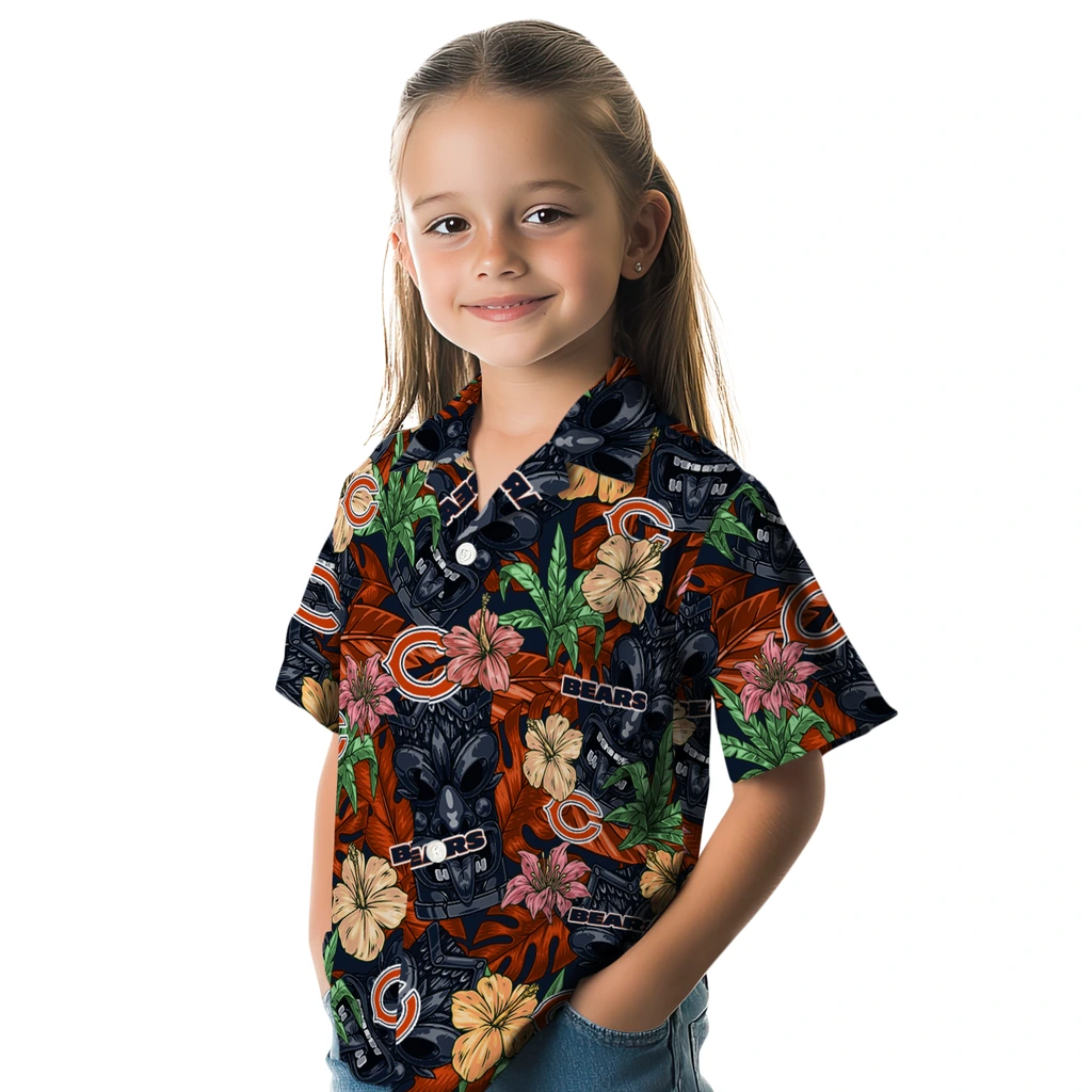 Chicago Bears Hawaiian Shirt - Hibiscus Tiki Jungle chicago bears tiki jungle blue hawaiian shirts premium grade
