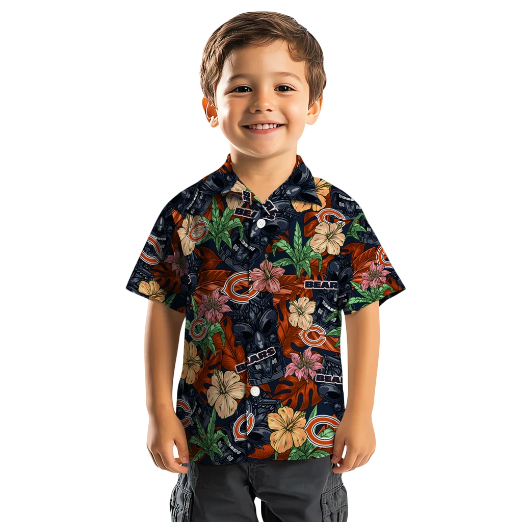 Chicago Bears Hawaiian Shirt - Hibiscus Tiki Jungle chicago bears tiki jungle blue hawaiian shirts top rated