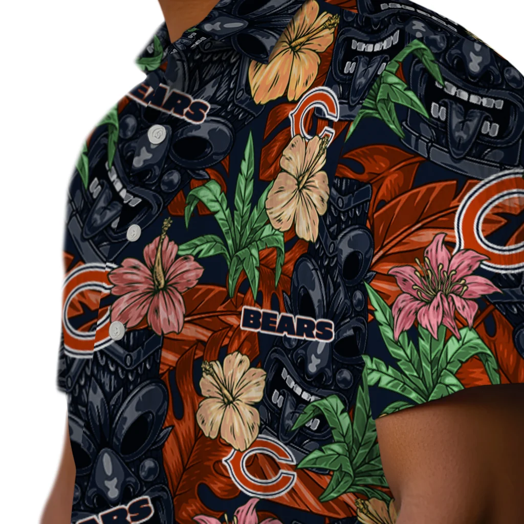 Chicago Bears Hawaiian Shirt - Hibiscus Tiki Jungle chicago bears tiki jungle blue hawaiian shirts trendy