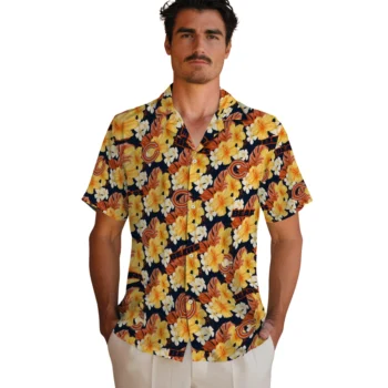 chicago bears hibiscus tropics blue yellow hawaiian shirts fashion forward