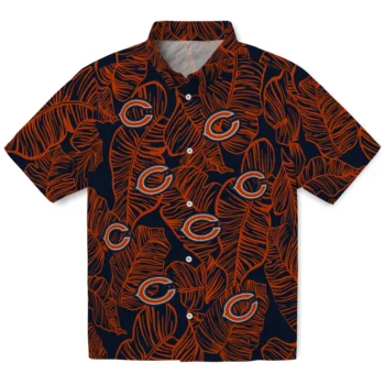 chicago bears leaf outline blue hawaiian shirts best selling