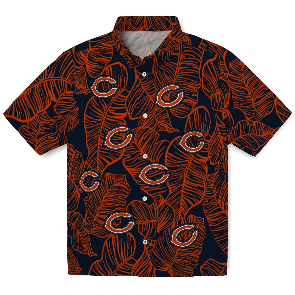 Chicago Bears Hawaiian Shirt - Leaf Outline chicago bears leaf outline blue hawaiian shirts best selling