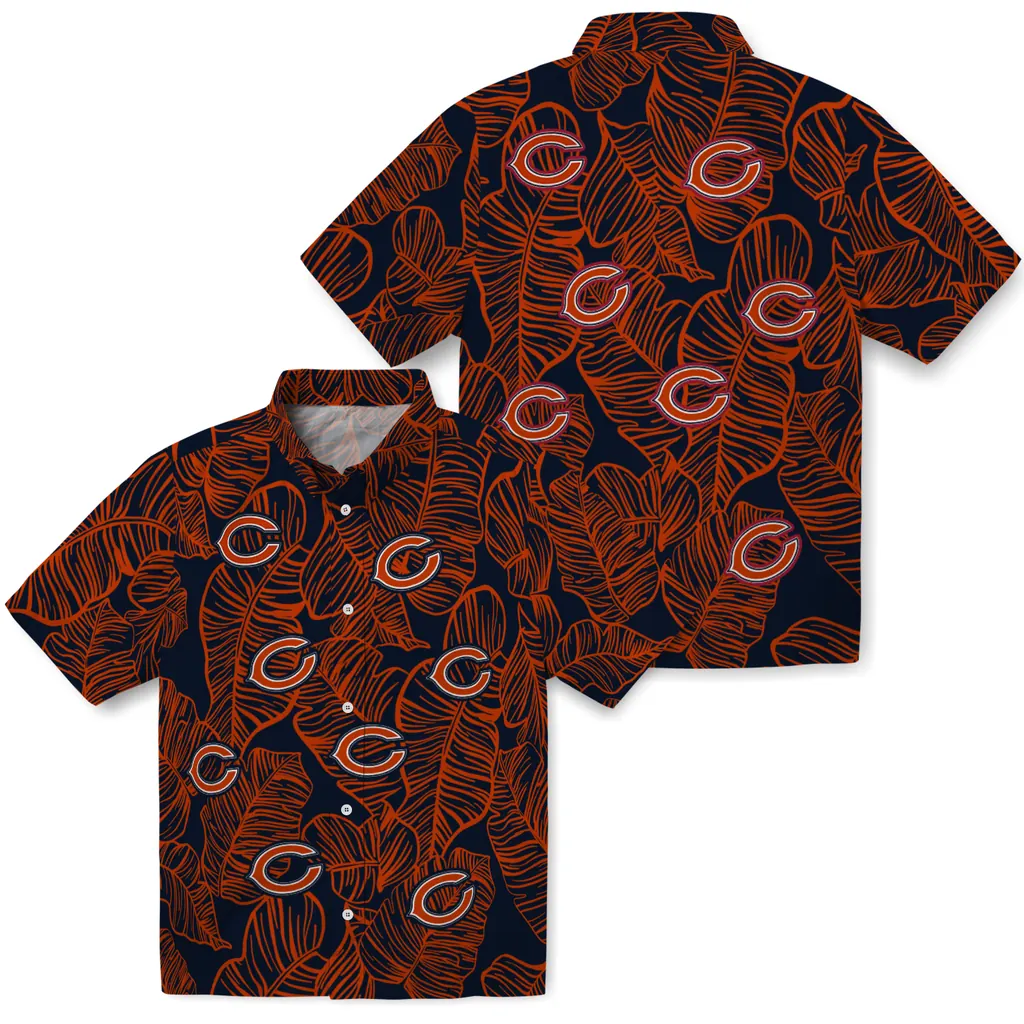 Chicago Bears Hawaiian Shirt - Leaf Outline chicago bears leaf outline blue hawaiian shirts high quality