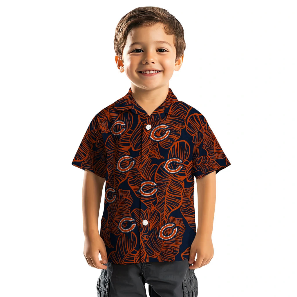 Chicago Bears Hawaiian Shirt - Leaf Outline chicago bears leaf outline blue hawaiian shirts top rated