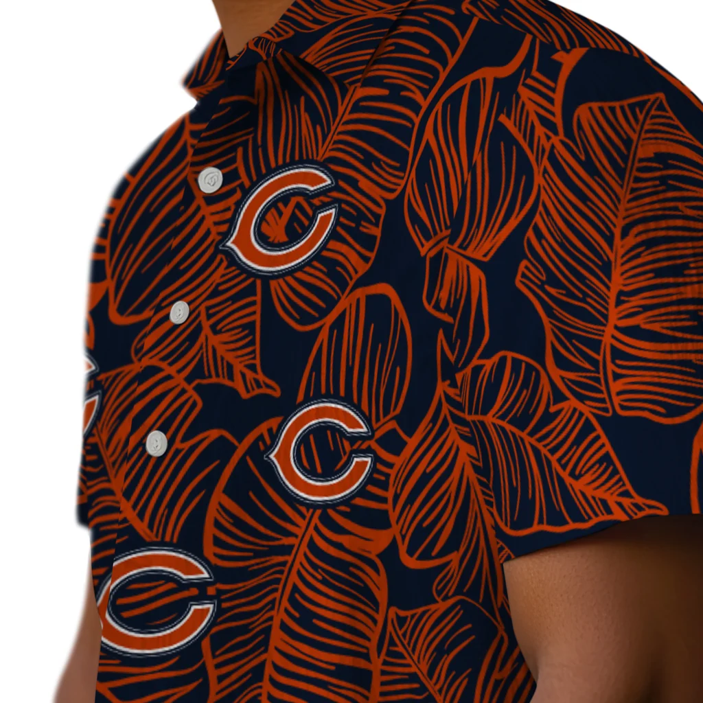 Chicago Bears Hawaiian Shirt - Leaf Outline chicago bears leaf outline blue hawaiian shirts trendy