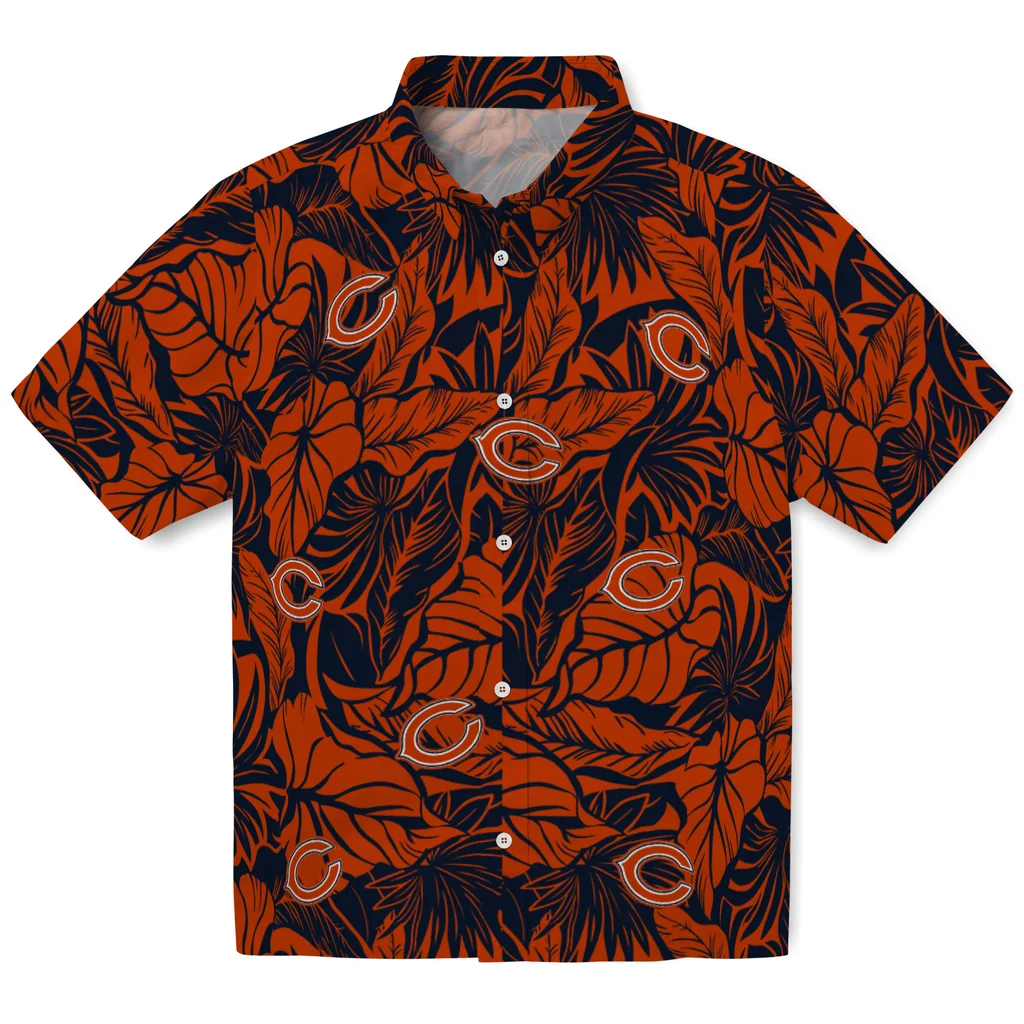 Chicago Bears Hawaiian Shirt - Monstera Layer chicago bears monstera layer blue hawaiian shirts best selling