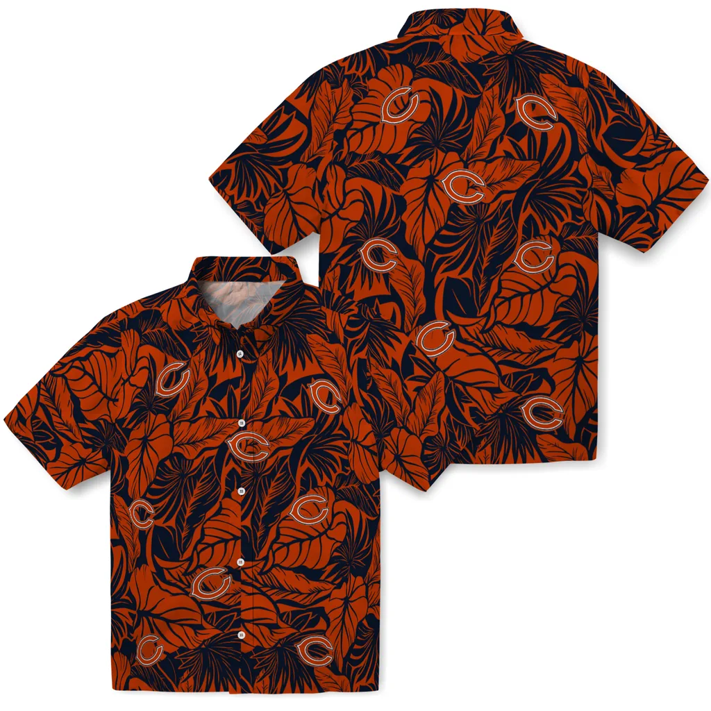Chicago Bears Hawaiian Shirt - Monstera Layer chicago bears monstera layer blue hawaiian shirts high quality