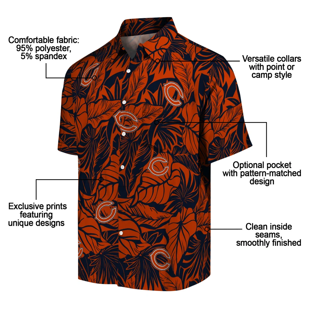 Chicago Bears Hawaiian Shirt - Monstera Layer chicago bears monstera layer blue hawaiian shirts new arrival