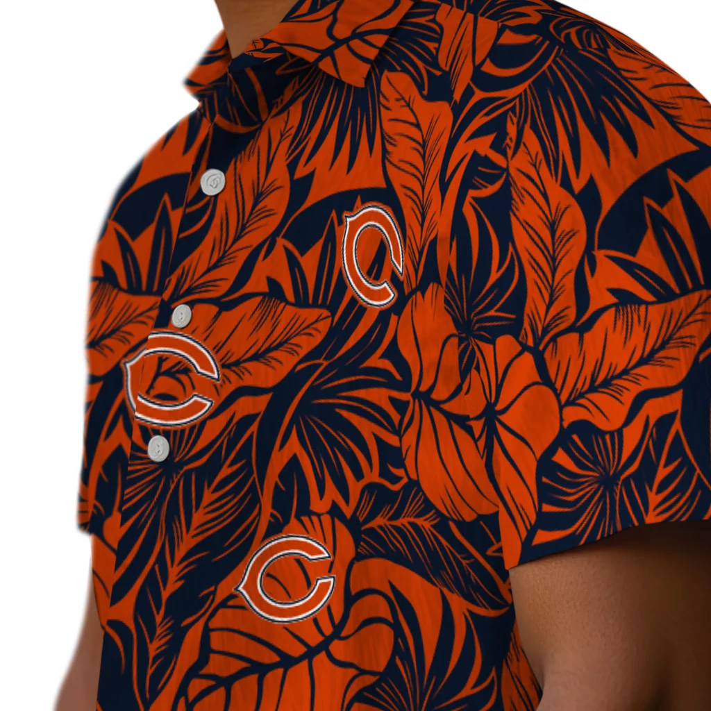 Chicago Bears Hawaiian Shirt - Monstera Layer chicago bears monstera layer blue hawaiian shirts trendy