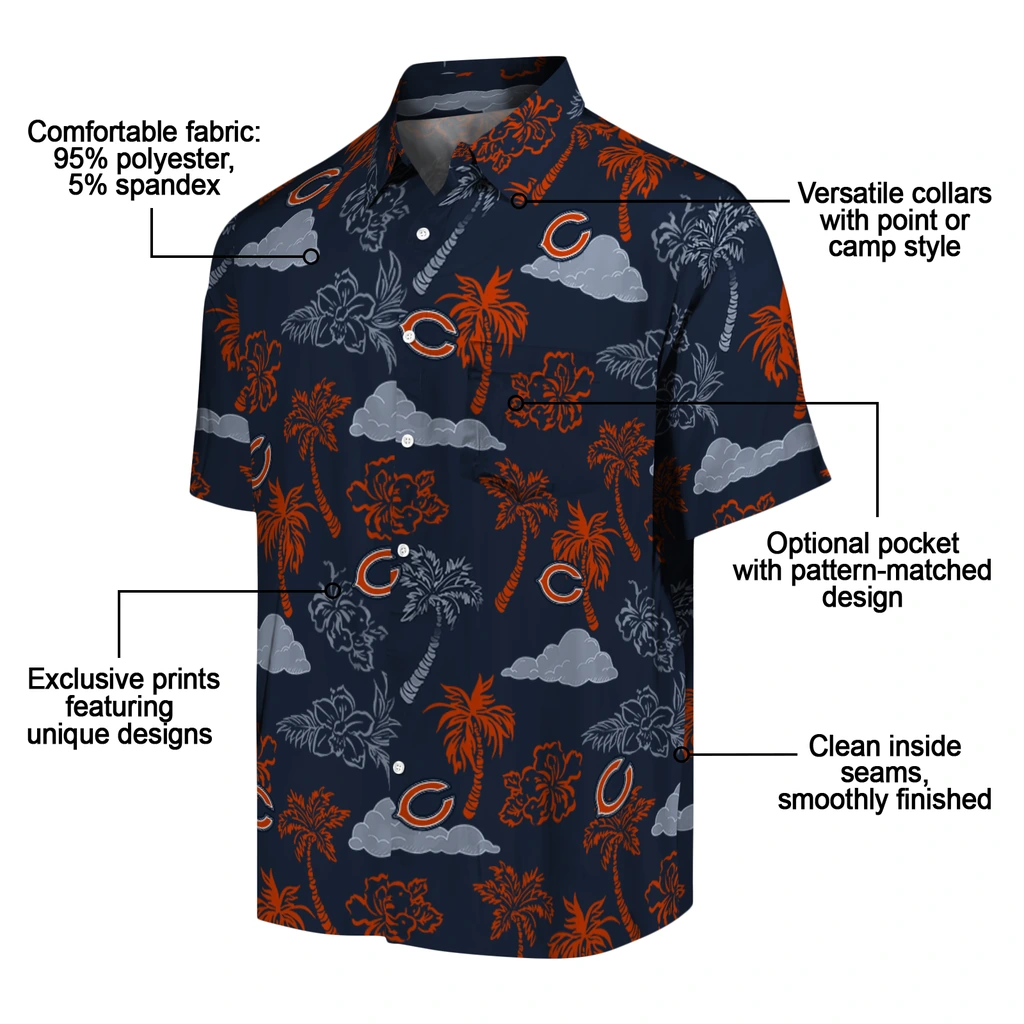 Chicago Bears Hawaiian Shirt - Palm And Clouds chicago bears palm and clouds blue hawaiian shirts new arrival