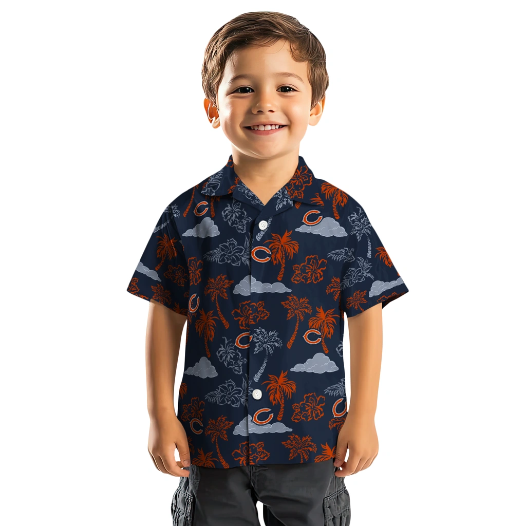 Chicago Bears Hawaiian Shirt - Palm And Clouds chicago bears palm and clouds blue hawaiian shirts top rated