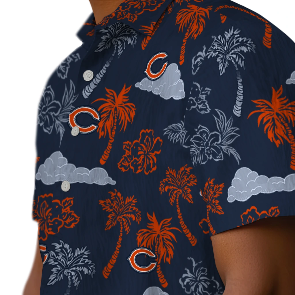 Chicago Bears Hawaiian Shirt - Palm And Clouds chicago bears palm and clouds blue hawaiian shirts trendy