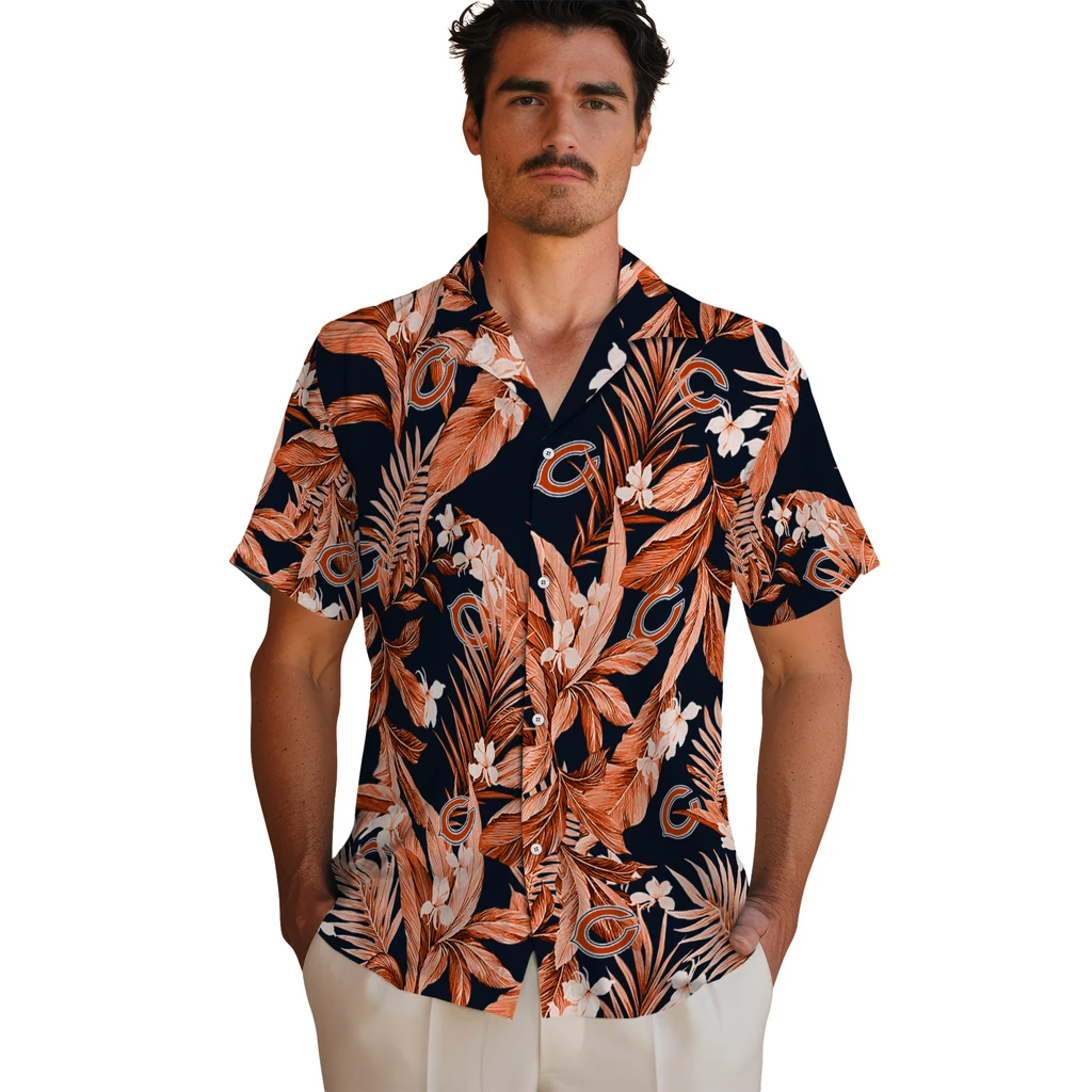 Chicago Bears Hawaiian Shirt - Palm Leaves chicago bears palm leaves blue hawaiian shirts fashion forward