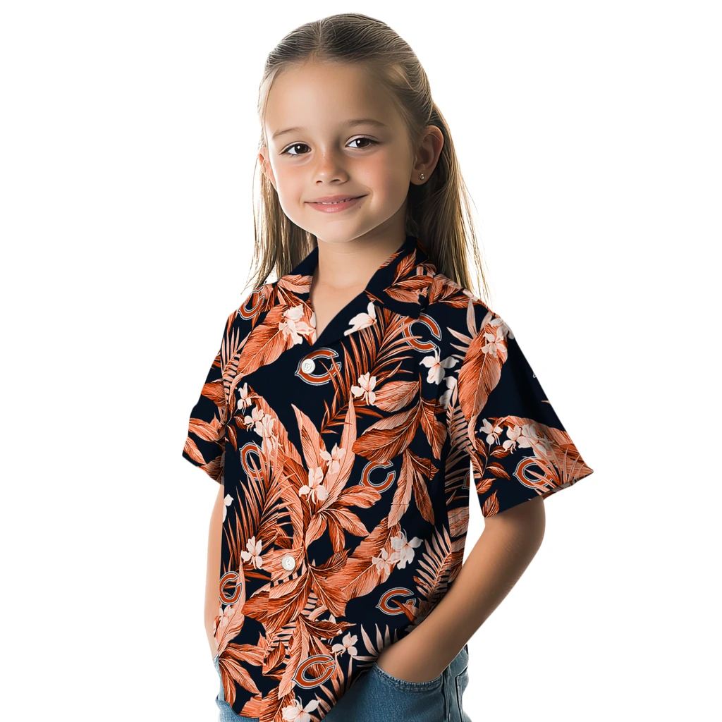 Chicago Bears Hawaiian Shirt - Palm Leaves chicago bears palm leaves blue hawaiian shirts premium grade