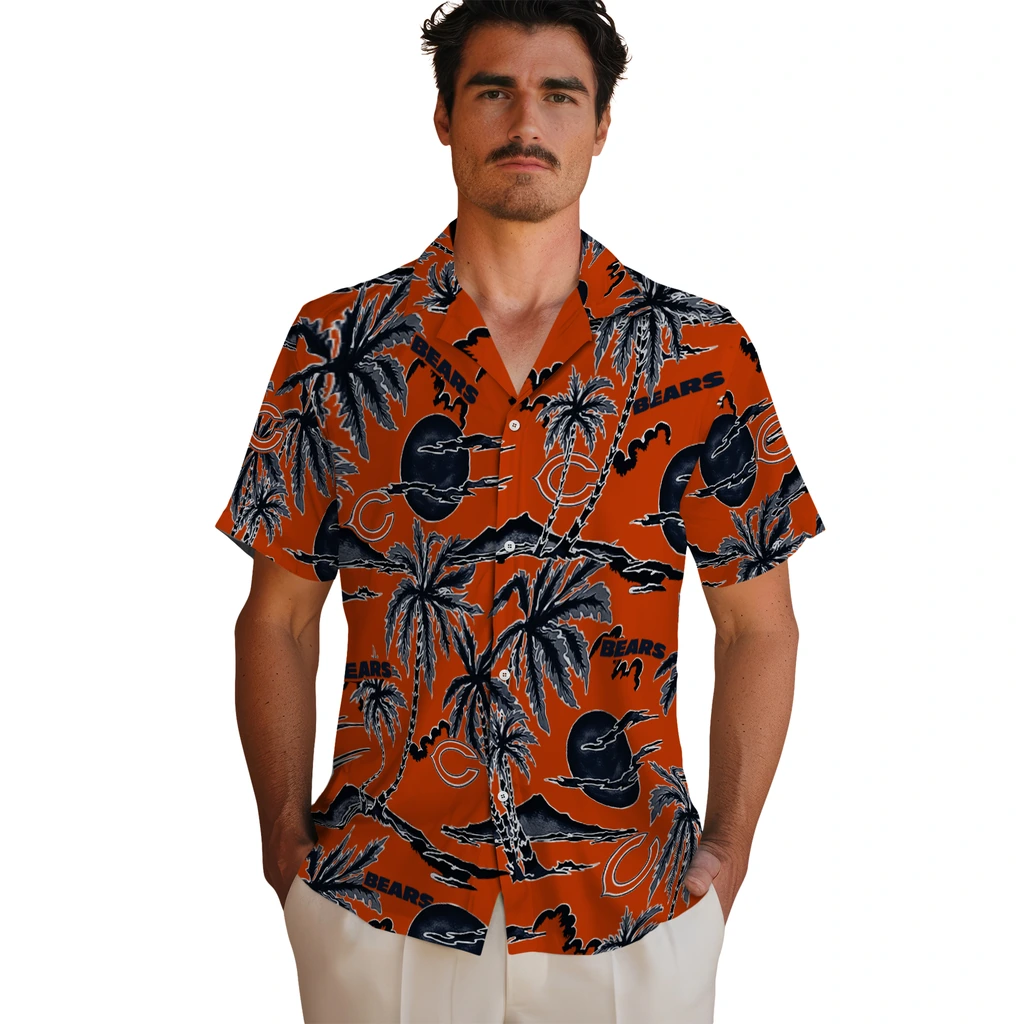 Chicago Bears Hawaiian Shirt - Palm Sunset chicago bears palm sunset hawaiian shirts fashion forward