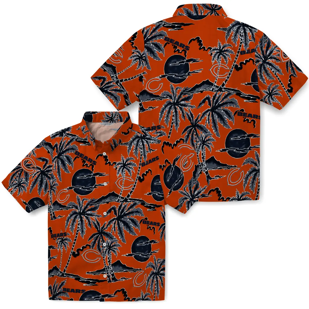 Chicago Bears Hawaiian Shirt - Palm Sunset chicago bears palm sunset hawaiian shirts high quality