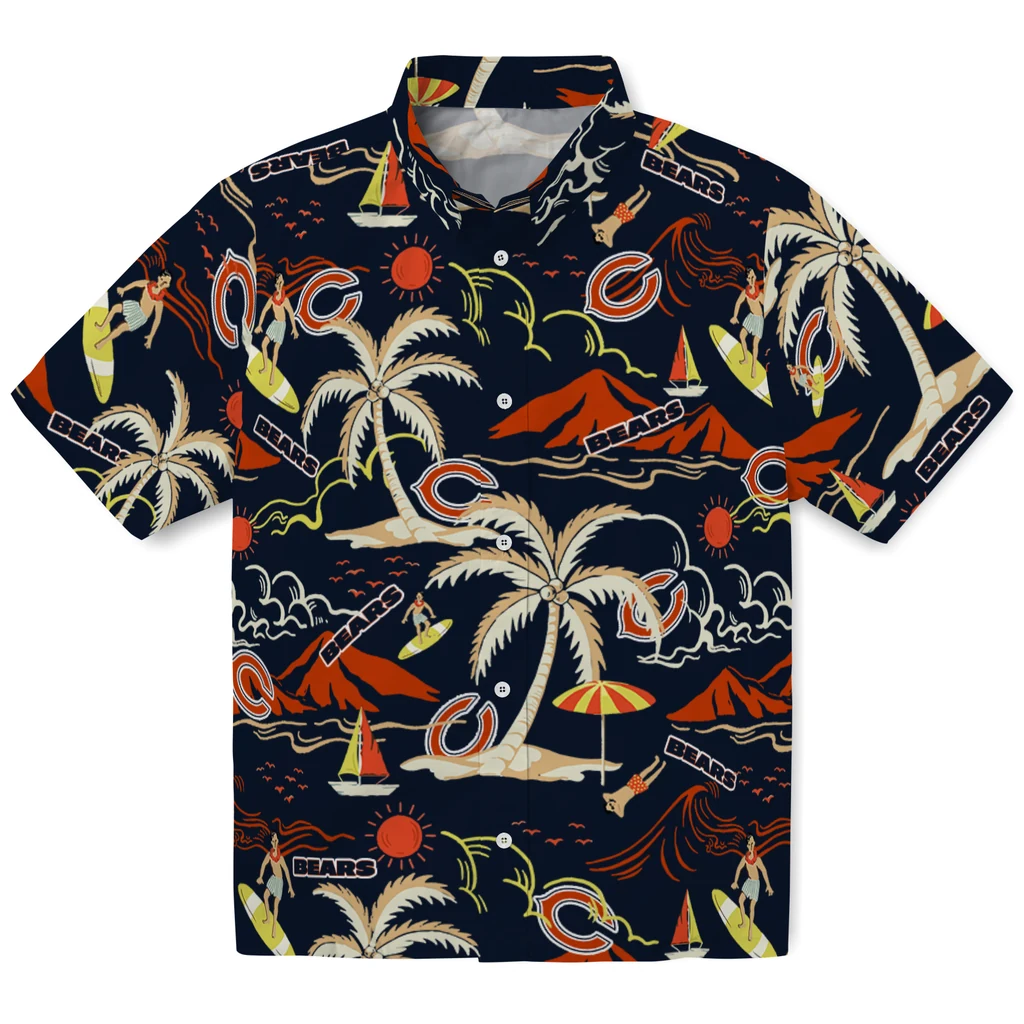 Chicago Bears Hawaiian Shirt - Palm Tree Island chicago bears palm tree island blue hawaiian shirts best selling