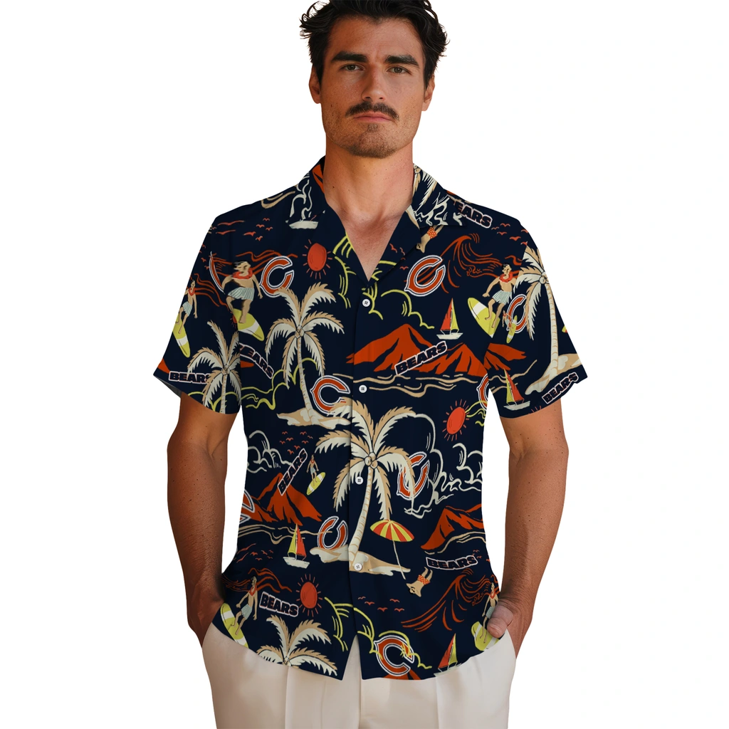 Chicago Bears Hawaiian Shirt - Palm Tree Island chicago bears palm tree island blue hawaiian shirts fashion forward