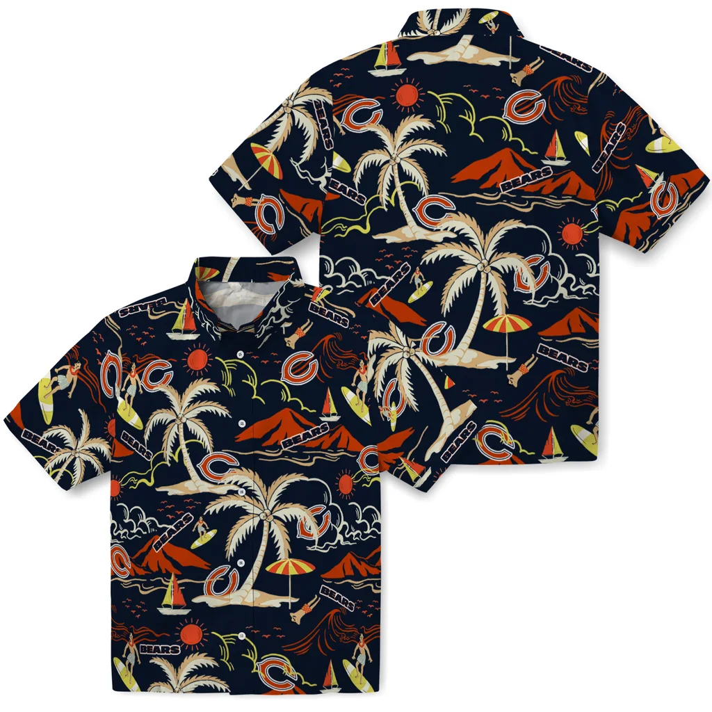 Chicago Bears Hawaiian Shirt - Palm Tree Island chicago bears palm tree island blue hawaiian shirts high quality