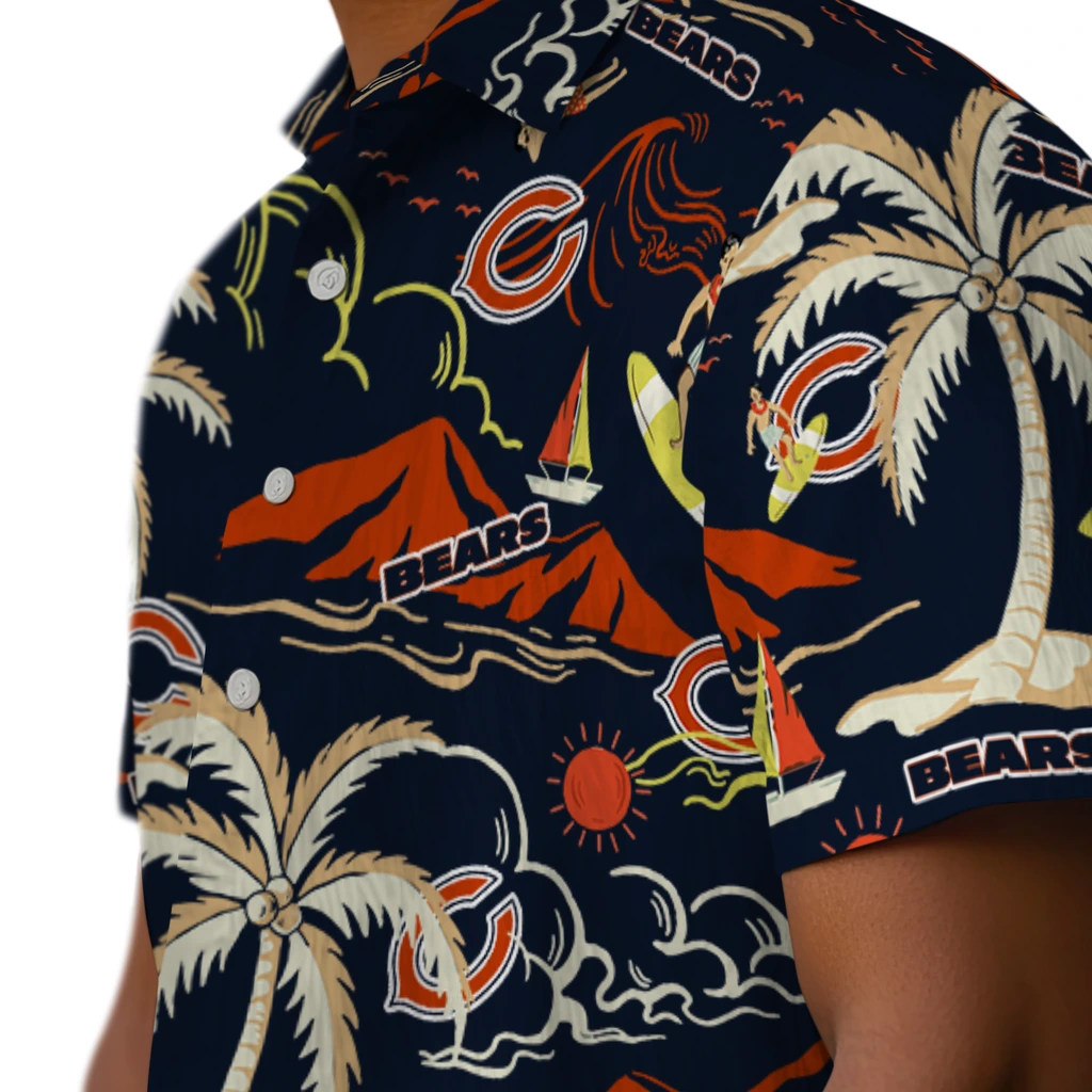 Chicago Bears Hawaiian Shirt - Palm Tree Island chicago bears palm tree island blue hawaiian shirts trendy