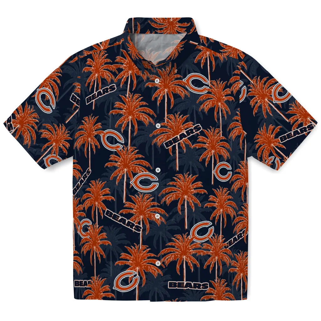 Chicago Bears Hawaiian Shirt - Palm Tree Motif chicago bears palm grove blue hawaiian shirts best selling