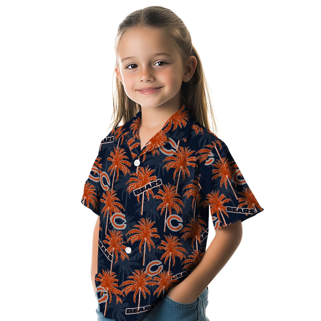 Chicago Bears Hawaiian Shirt - Palm Tree Motif chicago bears palm grove blue hawaiian shirts premium grade