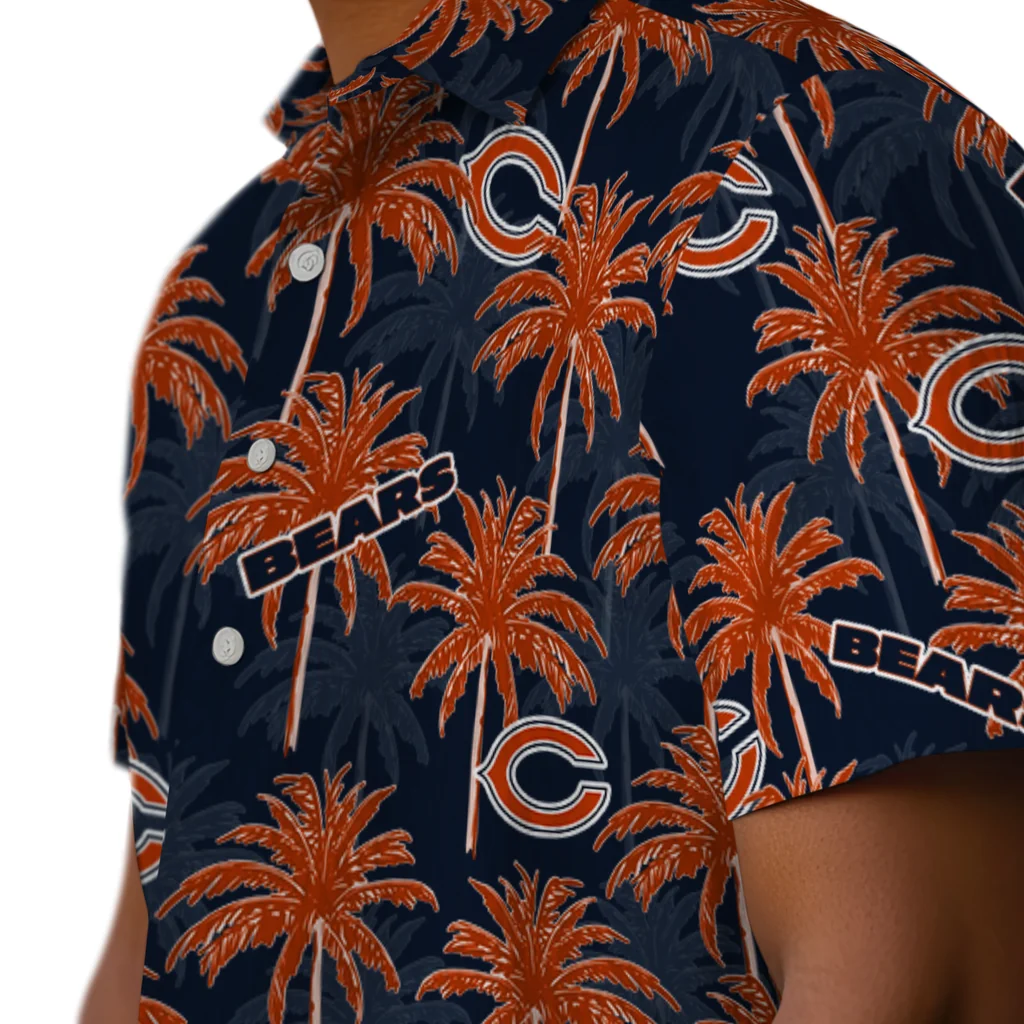 Chicago Bears Hawaiian Shirt - Palm Tree Motif chicago bears palm grove blue hawaiian shirts trendy