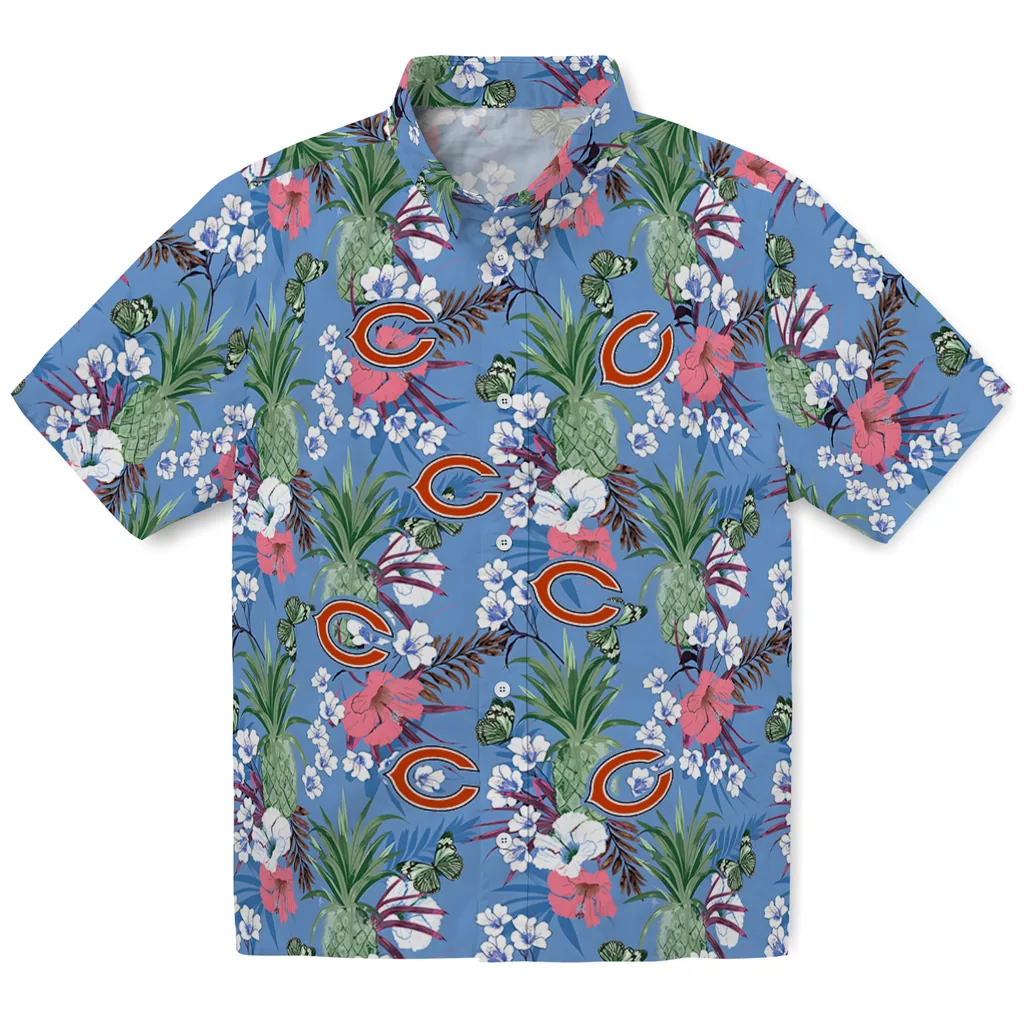 Chicago Bears Hawaiian Shirt - Pineapple Bouquet chicago bears pineapple bouquet best sky blue hawaiian shirts best selling
