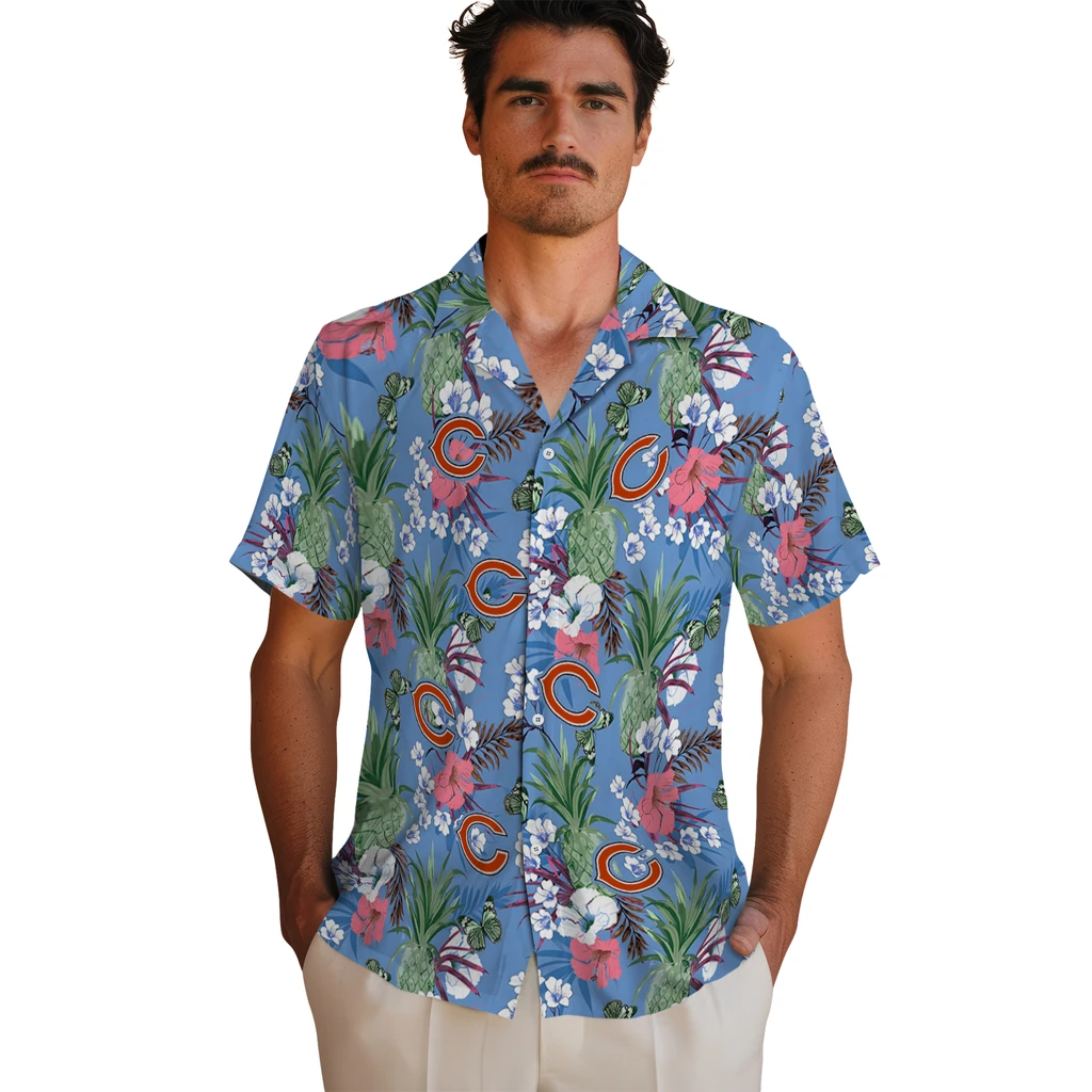 Chicago Bears Hawaiian Shirt - Pineapple Bouquet chicago bears pineapple bouquet best sky blue hawaiian shirts fashion forward